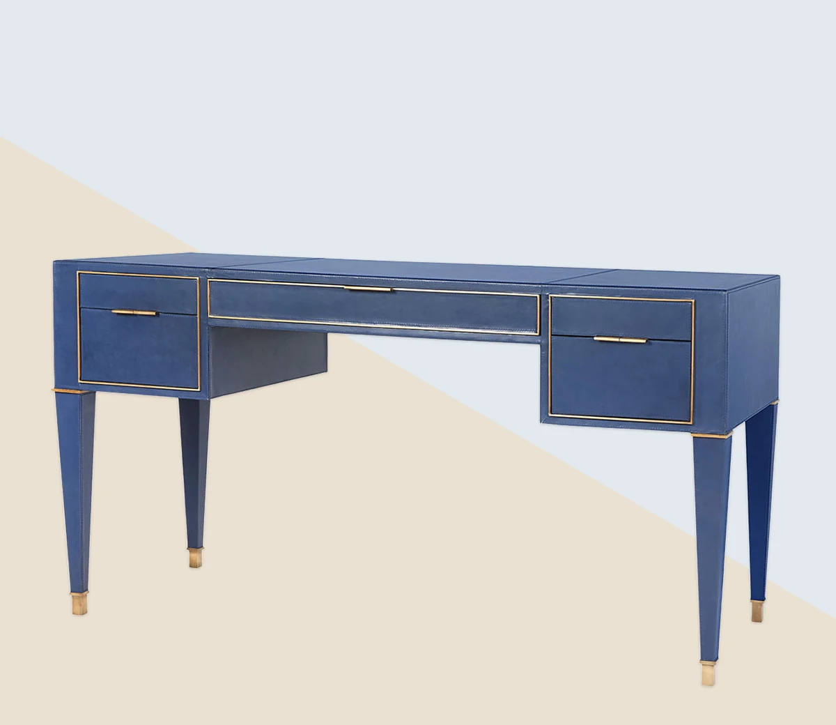 Hunter Desk in navy with brass trim