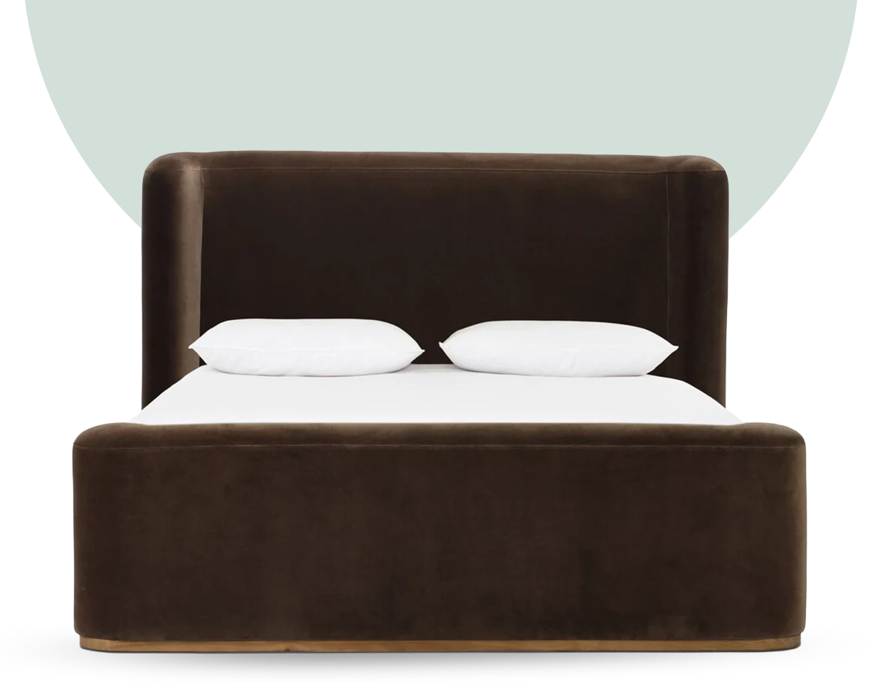 Fane upholstered bed in brown velvet